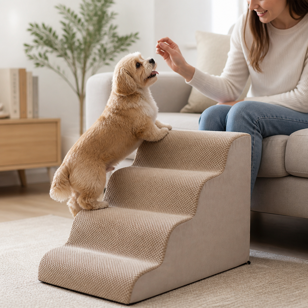 Non-Slip Cushioned Pet Stairs (Removable Washable Cover)