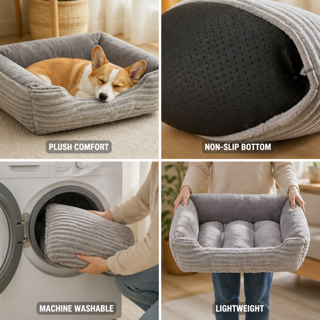Plush Non-Slip Washable Dog Bed