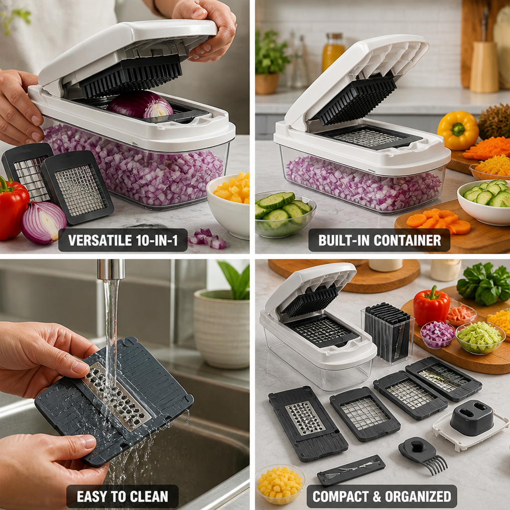 10-In-1 Vegetable Slicer With Built-In Container