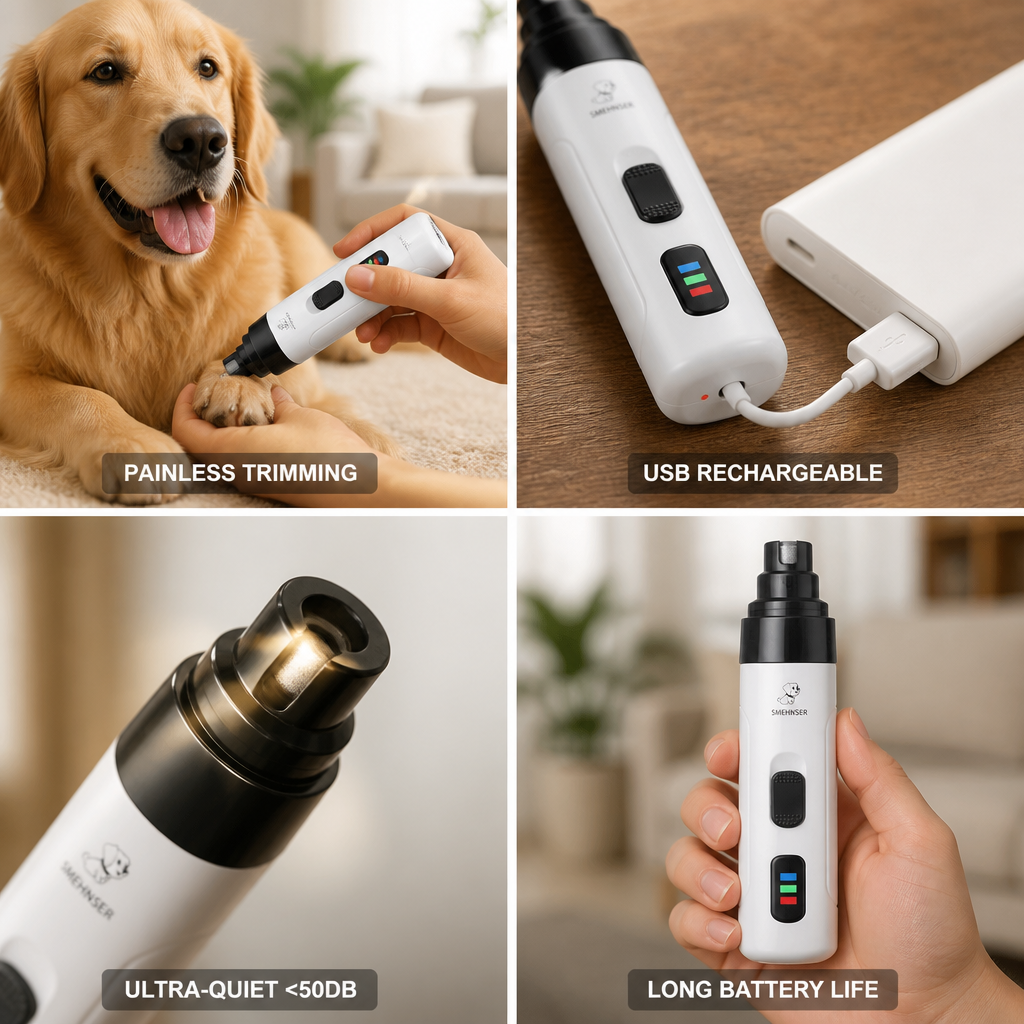 Ultra-Quiet USB Rechargeable Pet Nail Grinder