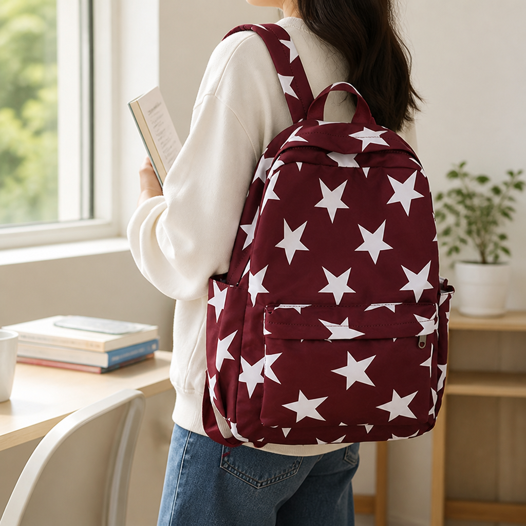 Durable & Lightweight Multicolor Star Print Backpack
