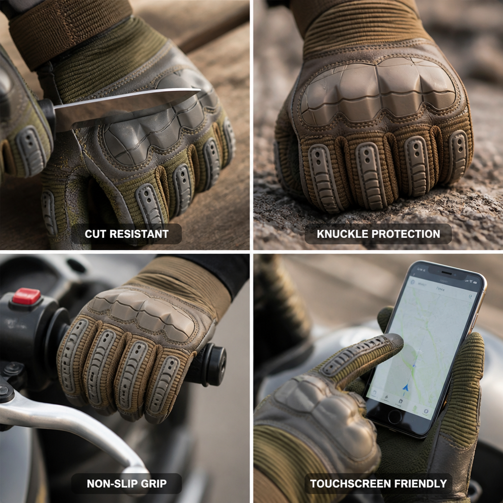 Kevlar Cut-Resistant TPR-Knuckle Motorcycle Gloves (Touchscreen-Compatible)
