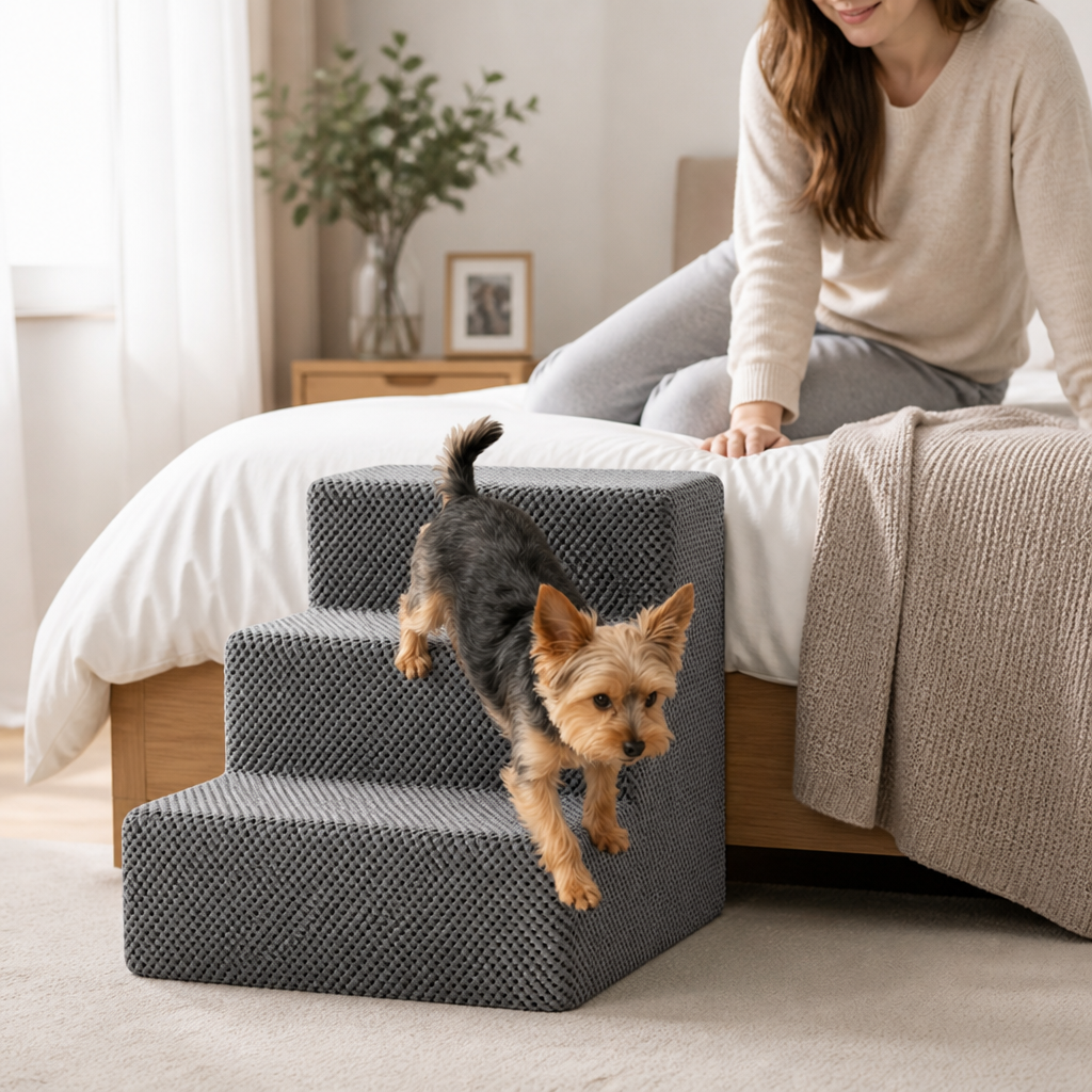 Adjustable Non-Slip Foam Pet Stairs (3–5 Steps)