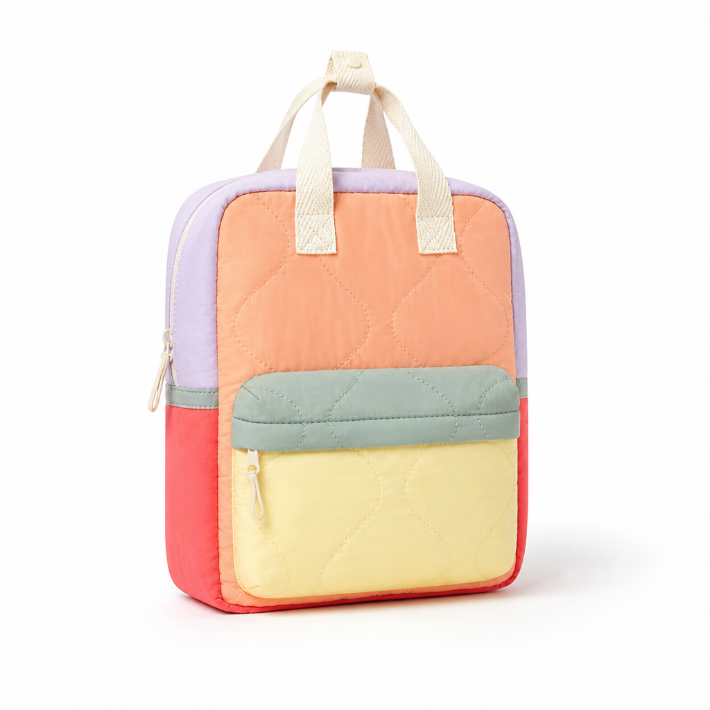 Lightweight Nylon Color-Block Kids Backpack