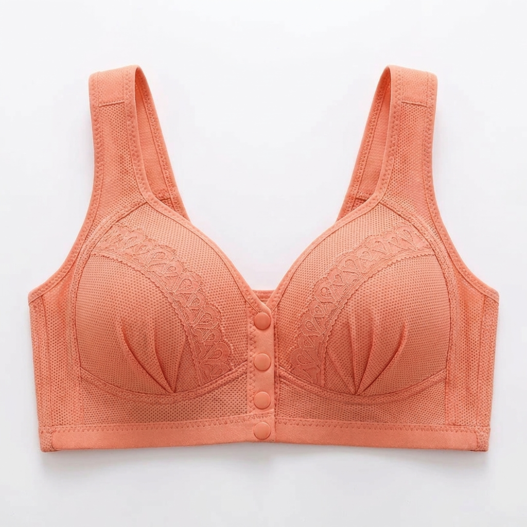 Sculptique™ – Front-Snap Wireless Lift Bra with Lace Accents