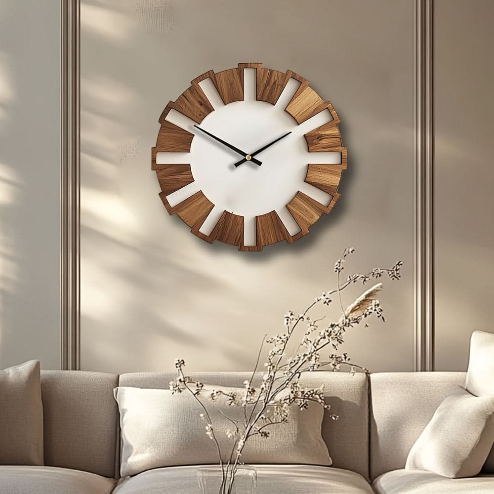Wooden Wall Clock - Vintage Style with Silent Mechanism