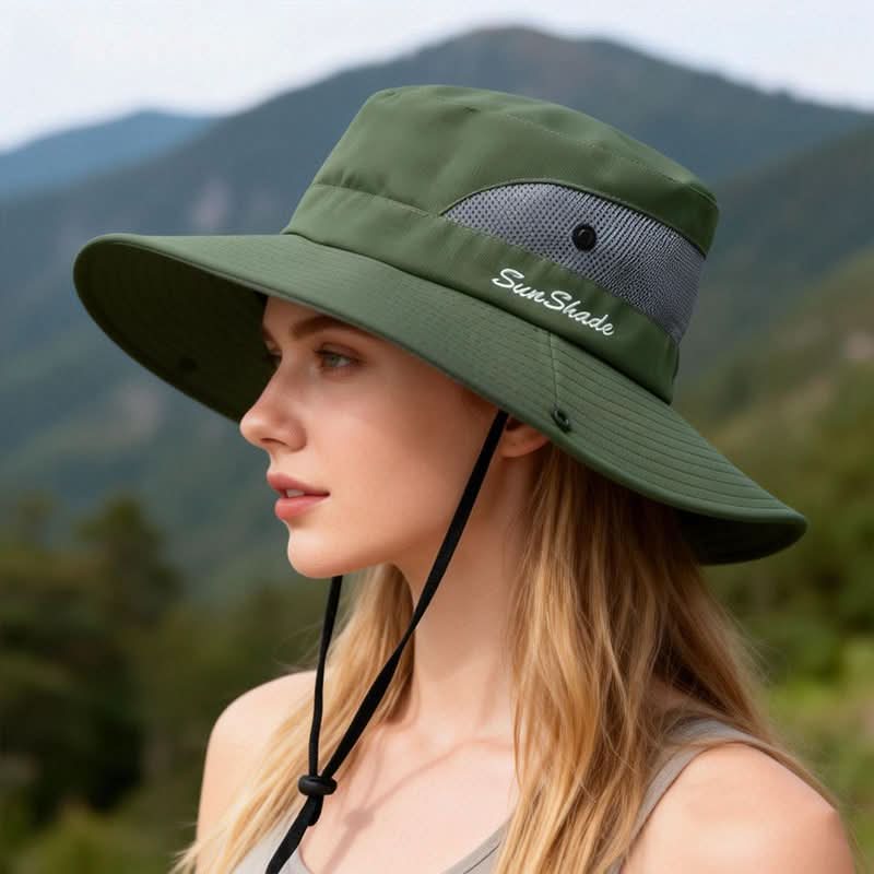 Breathable Mesh Outdoor Hat with Wide Brim for Sun Protection