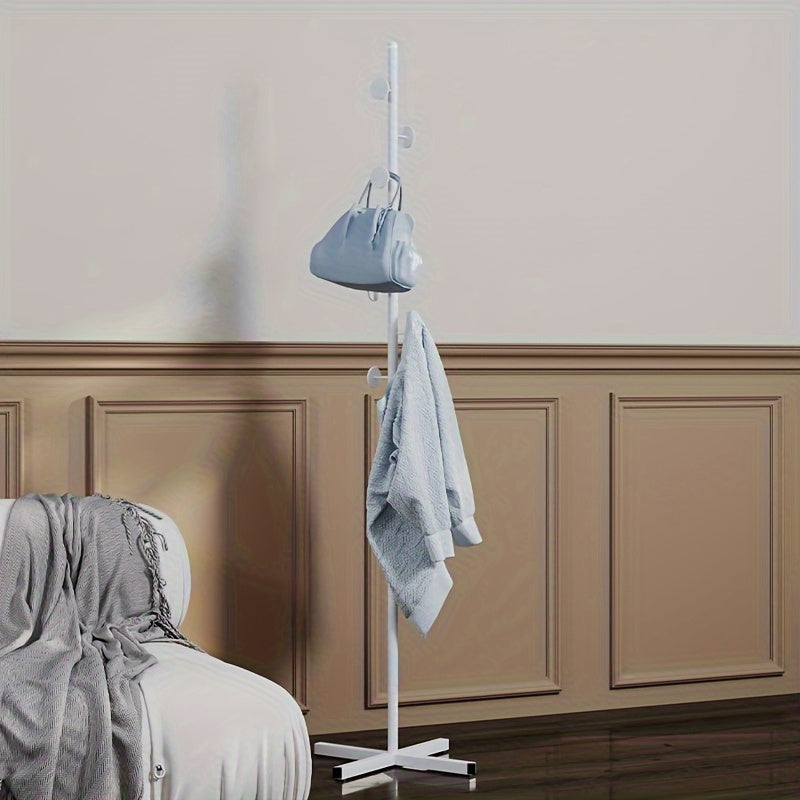 Freestanding Metal Garment Rack with Hooks for Coats and Bags