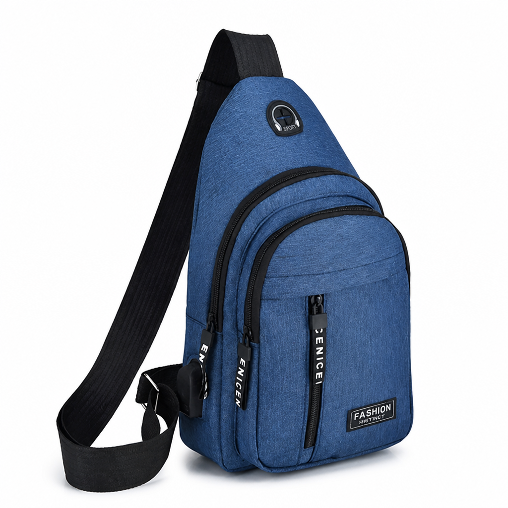 Water-Repellent Anti-Theft Multi-Pocket Chest Bag (With USB Port)
