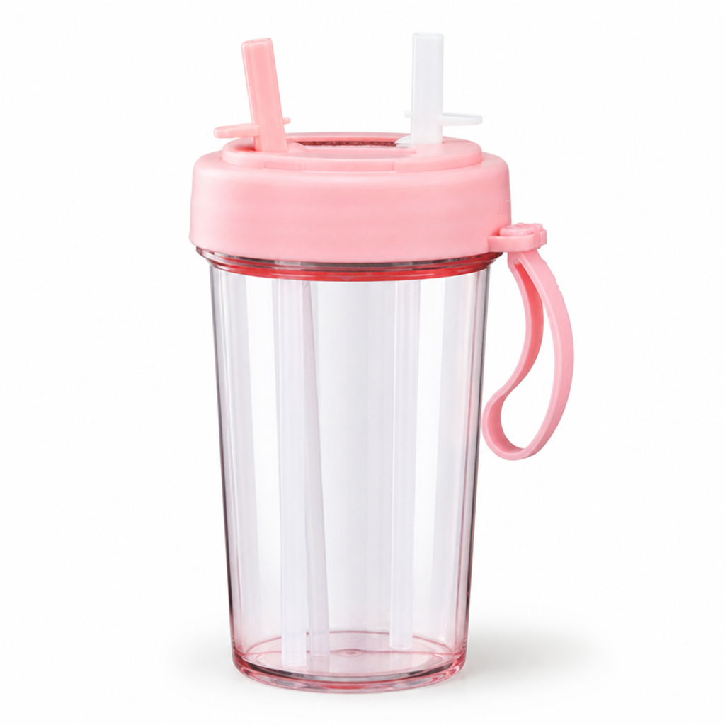 Dual-Chamber Leak-Proof Tumbler (Removable Double Straw)