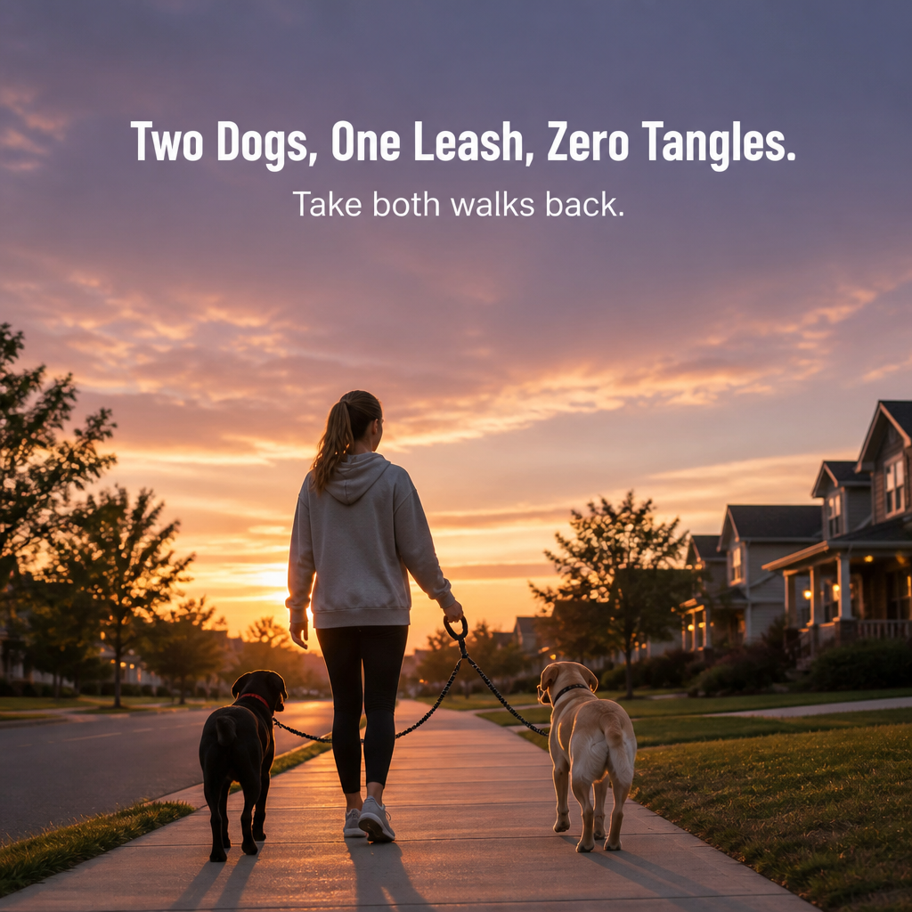 DuoStride™ — Walk Two Dogs Tangle-Free, Without Jerks or Wrist Stress