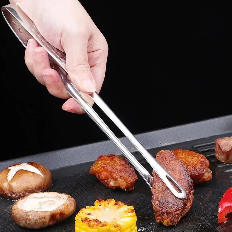 Long Stainless Steel BBQ Tongs for Grilling