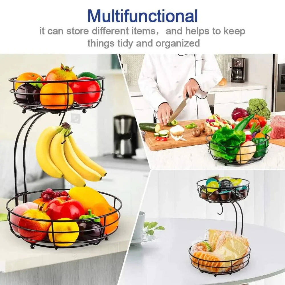 Two-Tier Kitchen Fruit Basket for Storing Fresh Produce