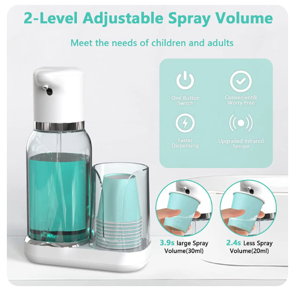 Touchless Oral Rinse Station - Automatic Mouthwash Dispenser for Bathroom