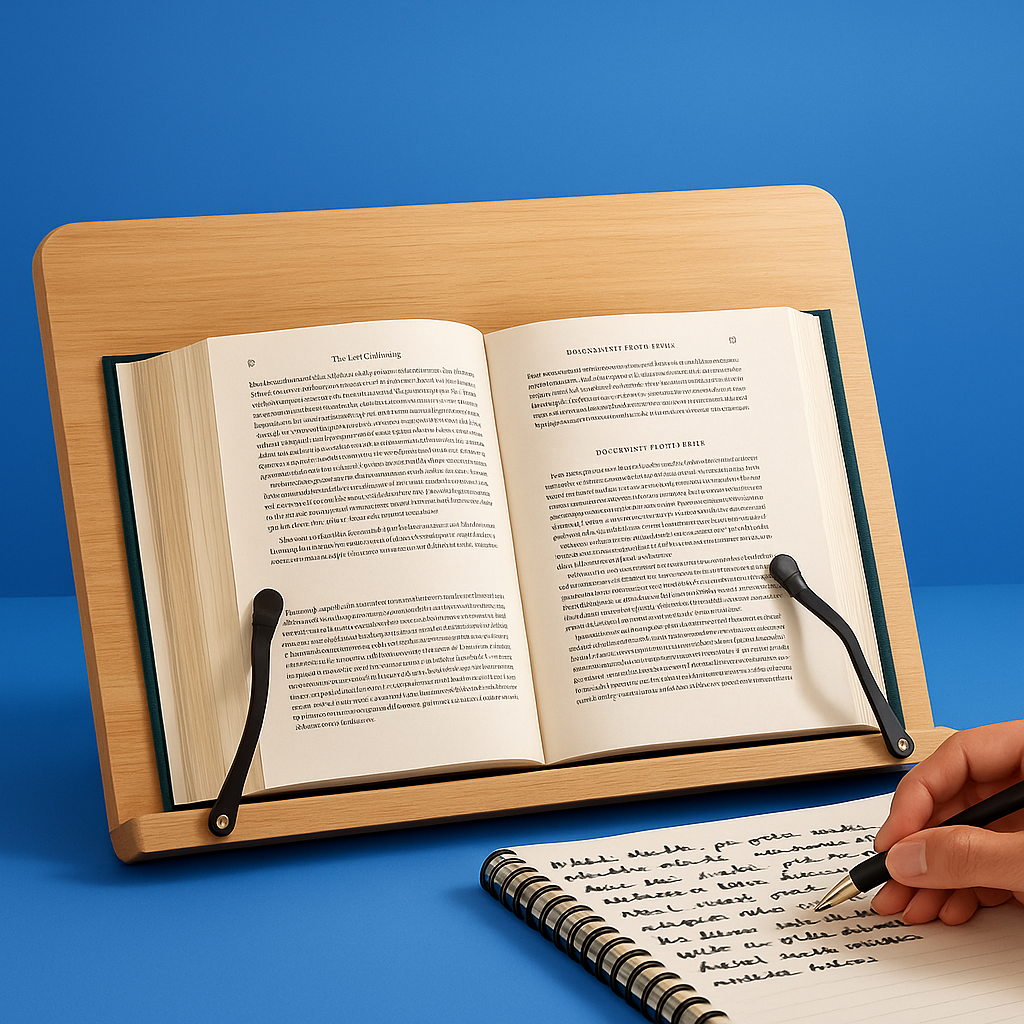 Wooden Book Stand with Adjustable Angle | Foldable Holder for Tablets & Cookbooks