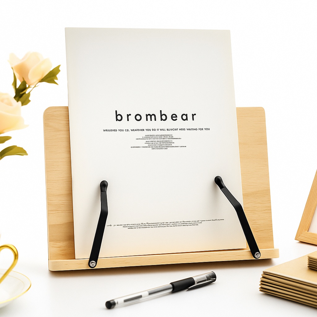 Wooden Book Stand with Adjustable Angle | Foldable Holder for Tablets & Cookbooks