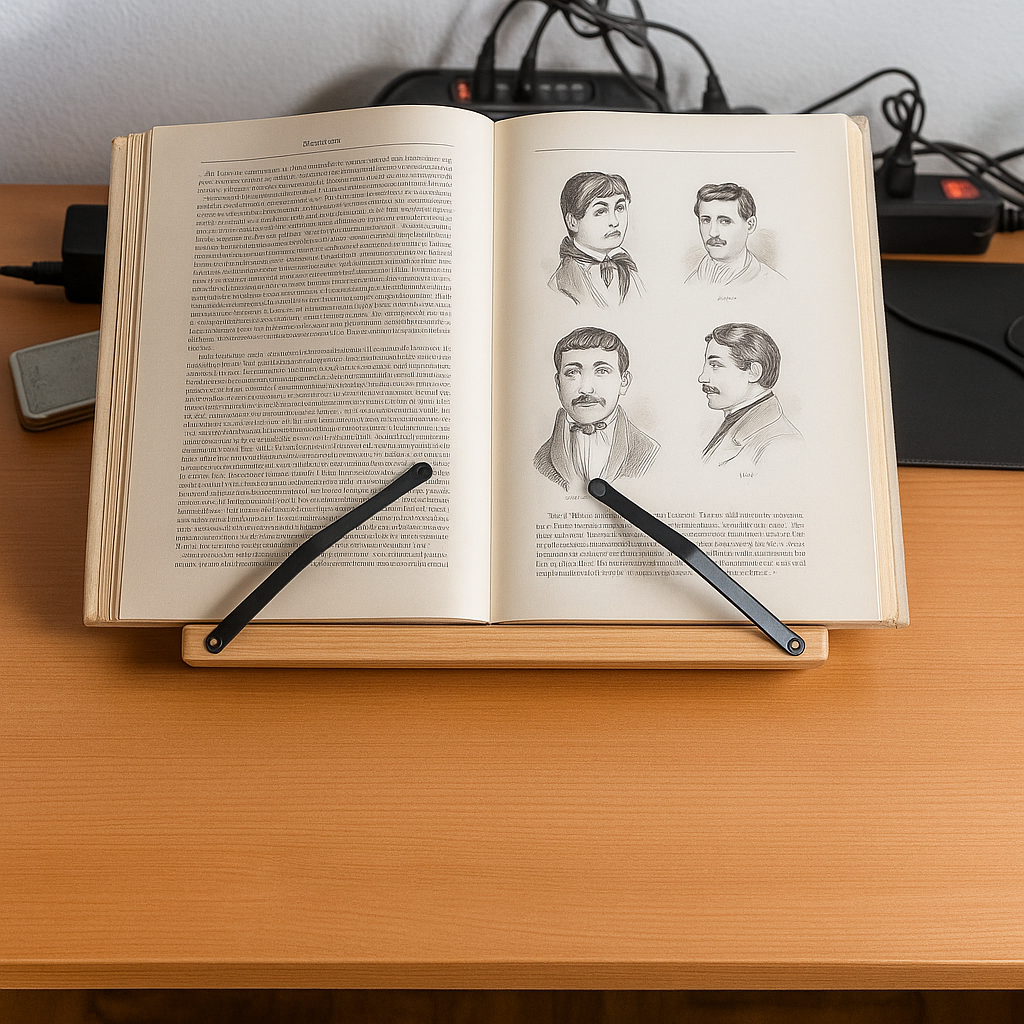 Wooden Book Stand with Adjustable Angle | Foldable Holder for Tablets & Cookbooks