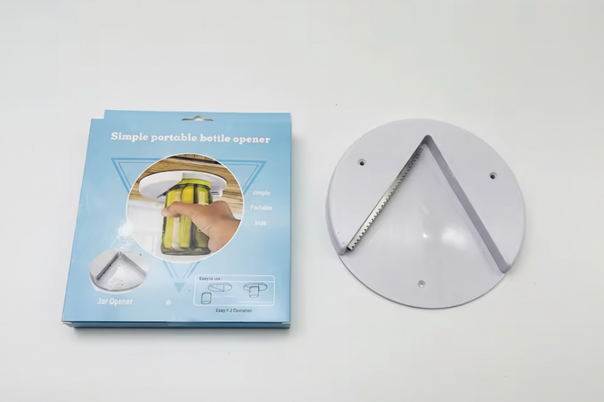 V-Shaped Grip Jar Opener for Cabinets with Installation Hardware