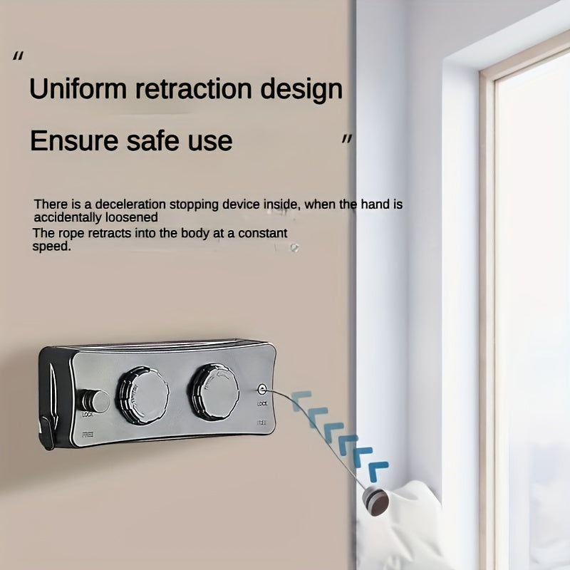 Double Line Stainless Steel Clothesline – 5.1 m Retractable Design