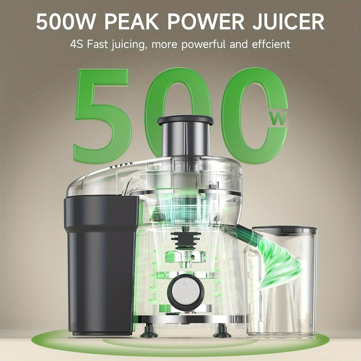 500W Stainless Steel Juicer for Fruits and Vegetables with Wide Mouth