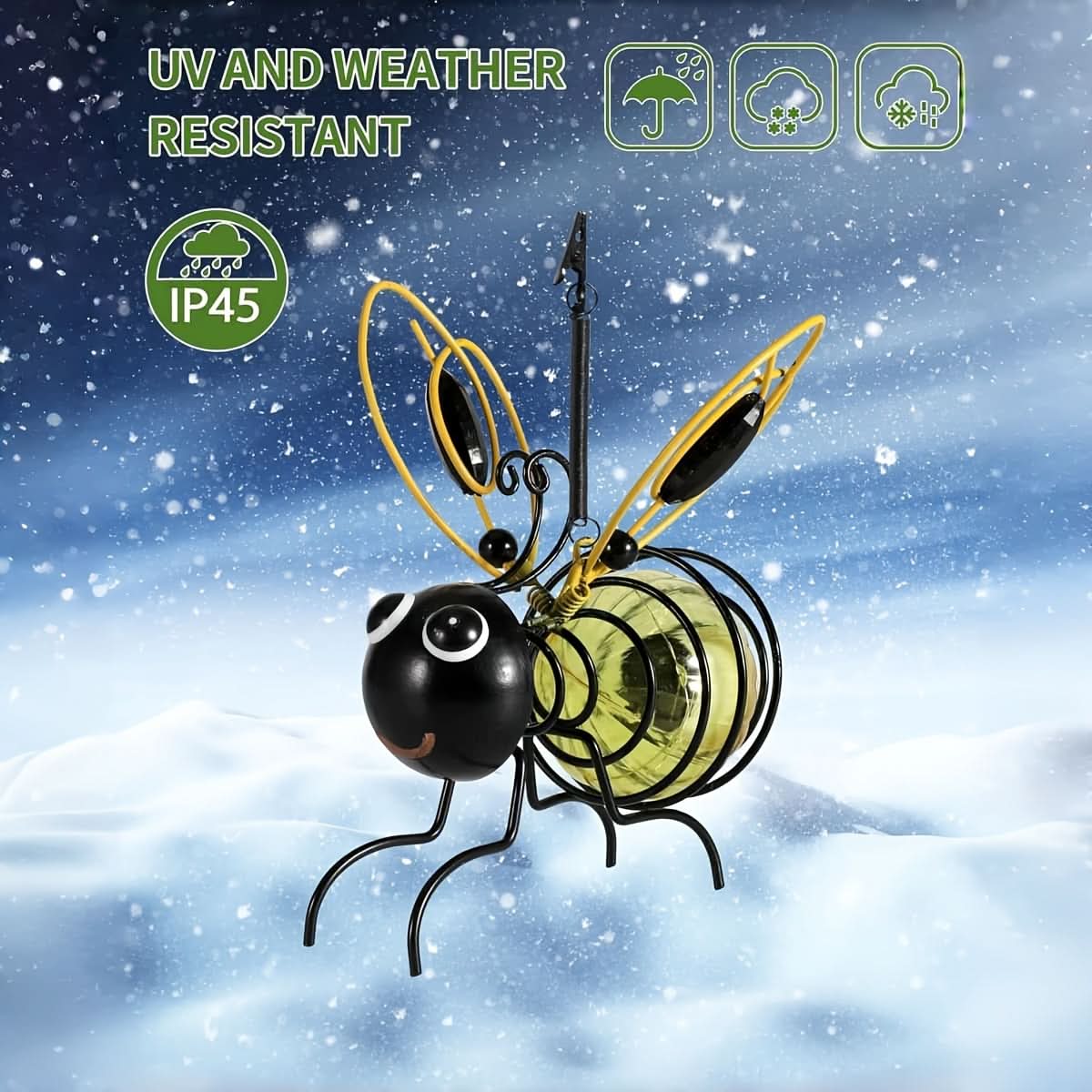 Solar-Powered Garden Light in Bee Design for Hanging Display