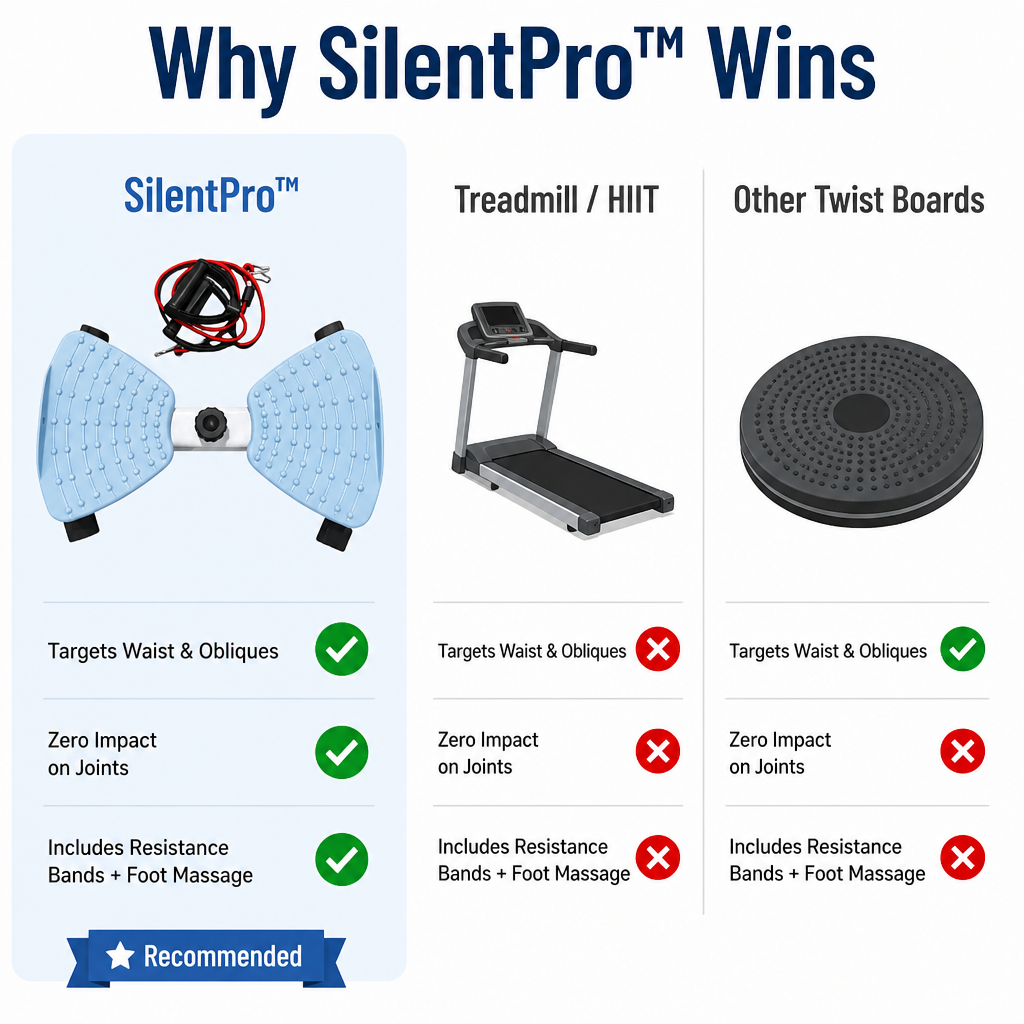 SilentPro™ — Whittle Away Your Muffin Top Without Straining Knees or Noisy Exercises