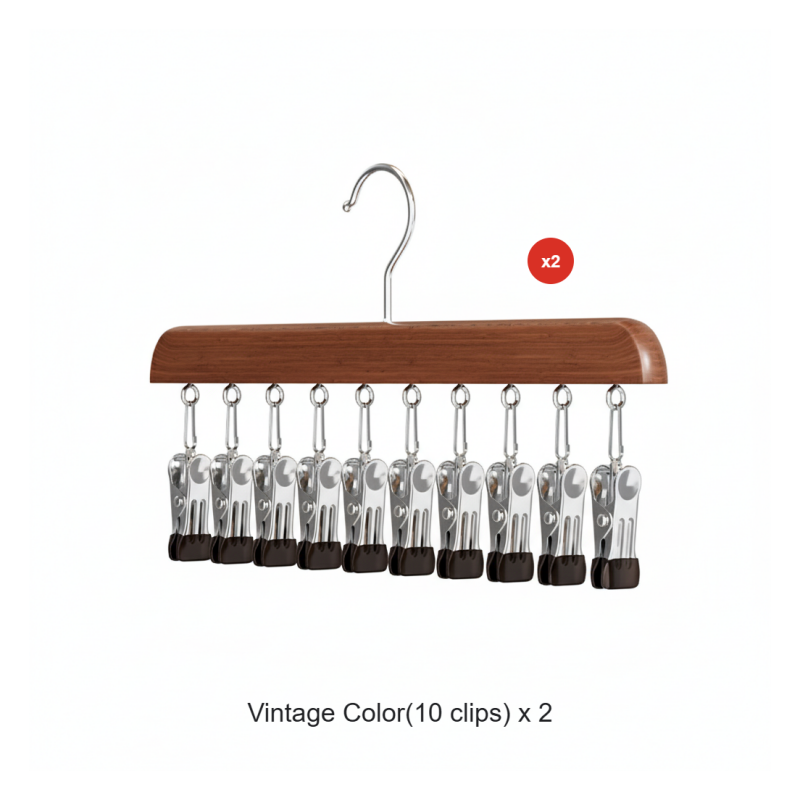 Wooden Clip Hanger for Closet Organization – Rotating Design