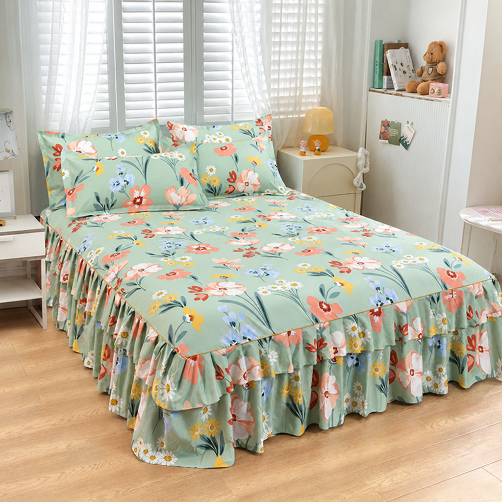 Three-Piece Ruffled Bedding Set™ — Wrap Your Bedroom in Cozy Elegance and Effortless Charm