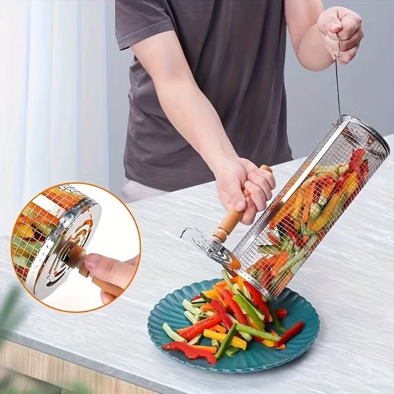 Stainless Steel Grill Basket for Rolling Cooking