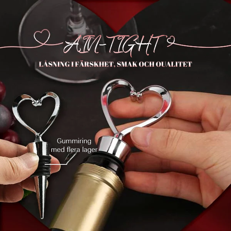 Wine Stopper in Heart Shape with Rubber Seal