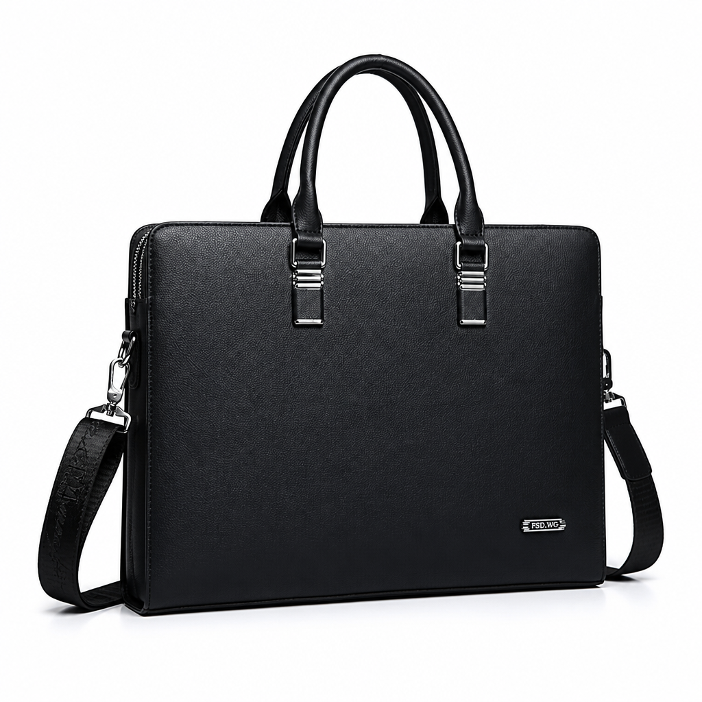 Genuine Leather Multi-Compartment Briefcase (Fits 15.6 in Laptop)