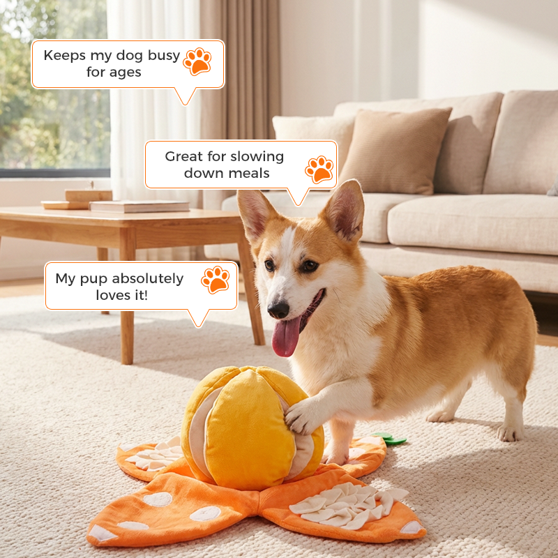 Foldable Snuffle Puzzle – Plush Dog Toy with Treat Storage