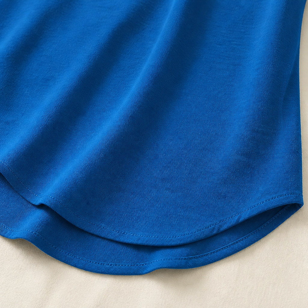Silkora™ – Casual V-Neck Top with Rounded Hem
