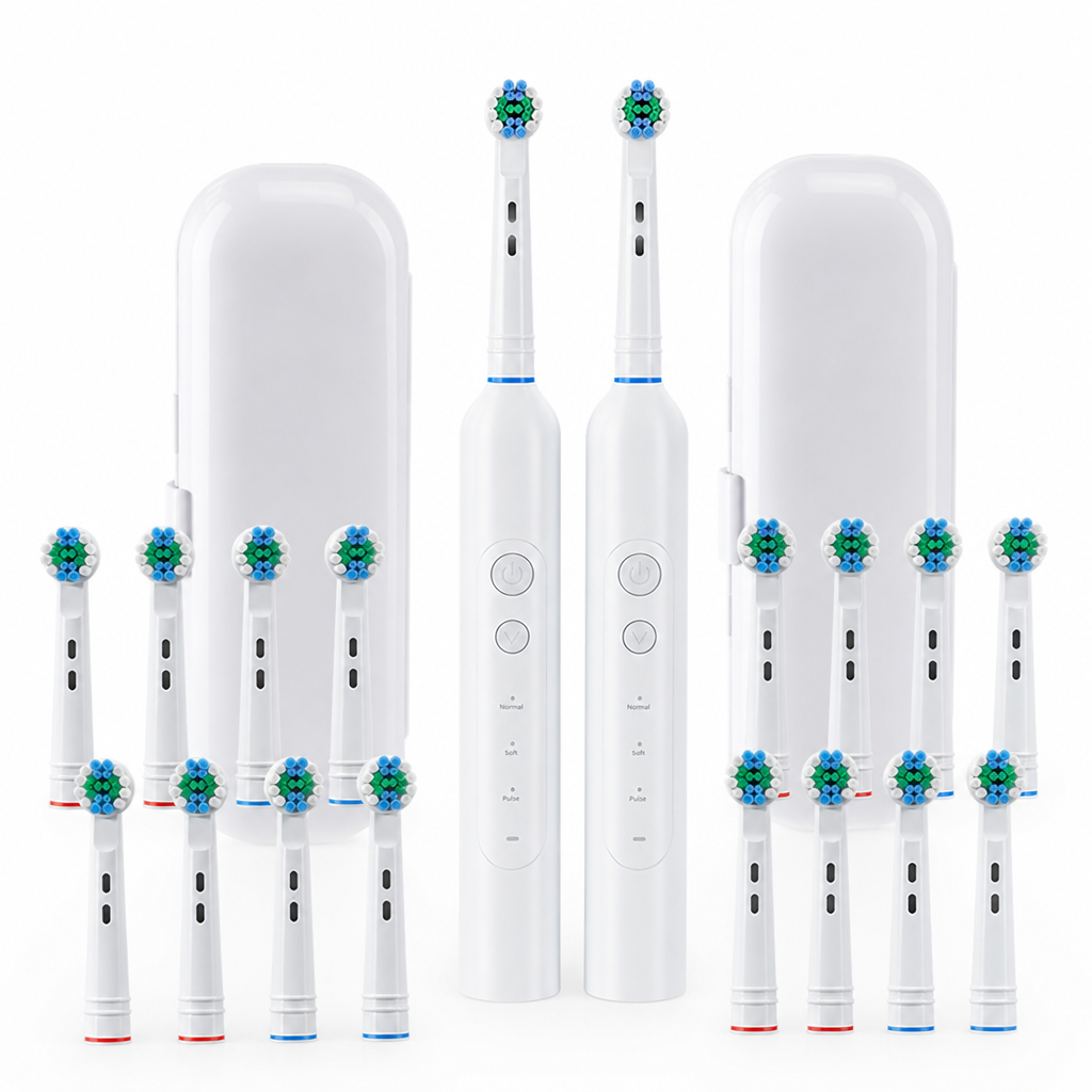 Rechargeable IPX7 Waterproof Electric Toothbrush (16 Replacement Heads)