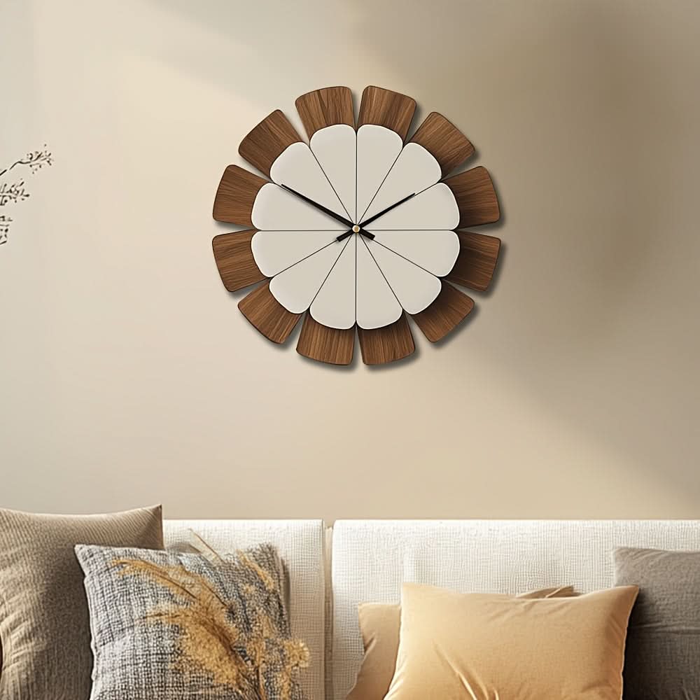 Round Wooden Wall Clock with Battery Operated Mechanism