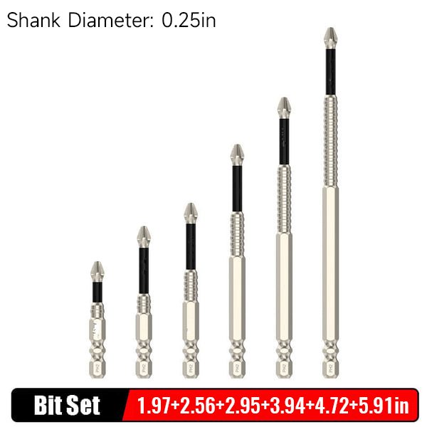 6-Piece Magnetic Screwdriver Bits Set – Various Lengths for Accurate Fit