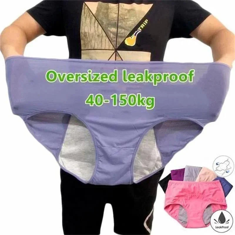 Absorbent Cotton Underwear for Women – High-Waisted Leak-Proof Panties, Plus Sizes