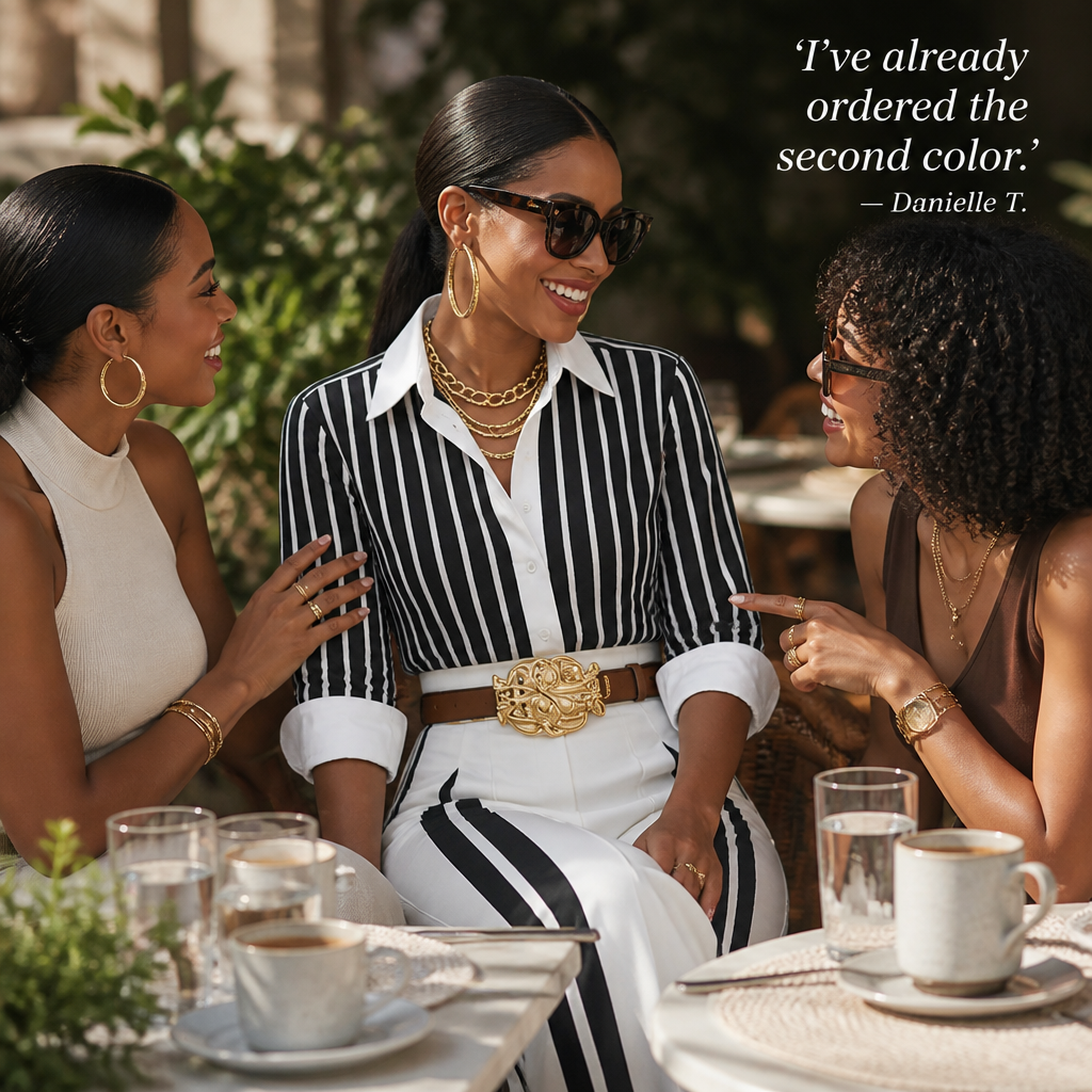 VeroLuxe™ — Slip Into a Striped Set That Feels Like You Got a Stylist | Comes with Belt