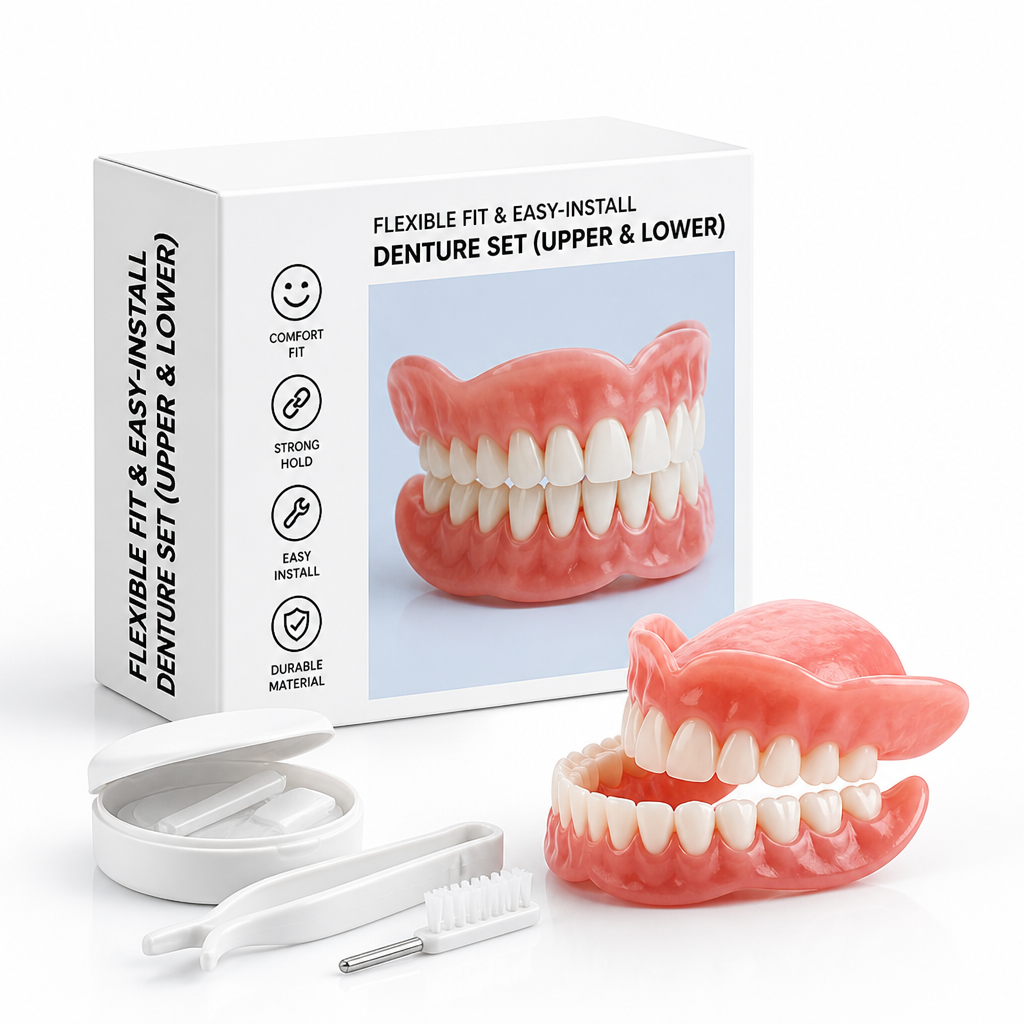 Flexible Fit & Easy-Install Denture Set (Upper & Lower)
