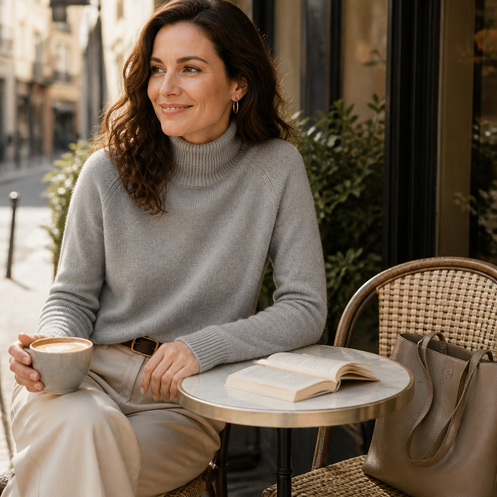 ArcticSilk™ – Comfortable Relaxed-Fit Turtleneck Sweater Featuring Ribbed Edges