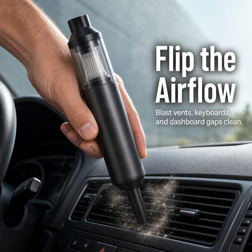 TurboSweep™ — Vacuum and Blow Clean Your Entire Car with One Charge