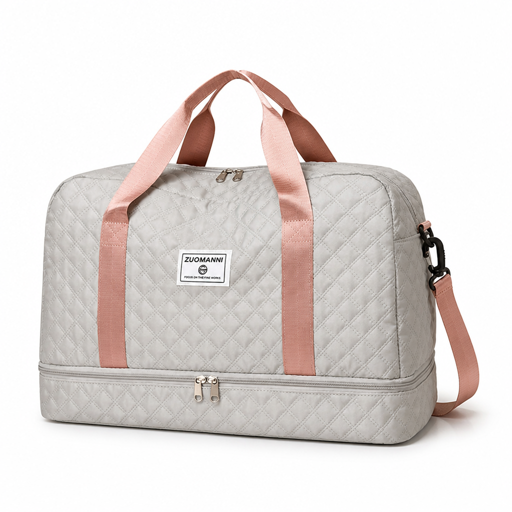 Water-Repellent Nylon Weekender Bag (Shoe & Wet Compartments)
