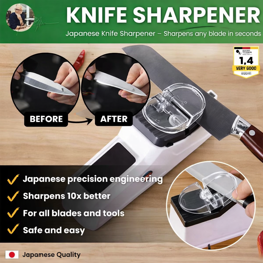 Knife Sharpener | Two-Stage Honing | Stable Guide Slots | Improved Cutting Efficiency