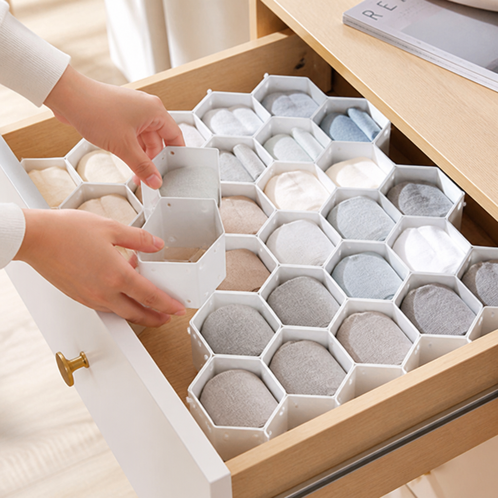 Modular Honeycomb Plug-In Drawer Organizer