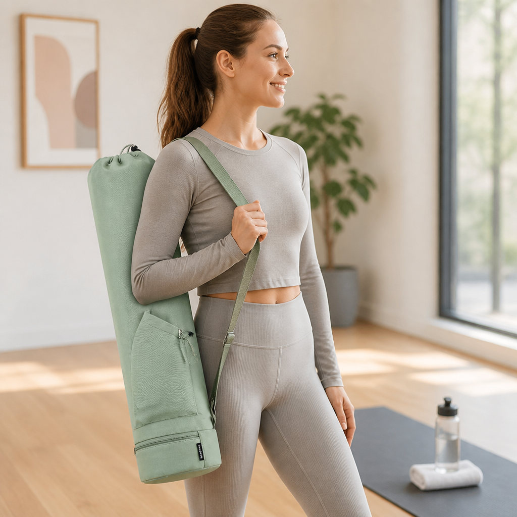 Water-Resistant Wet Pocket Yoga Mat Bag (Adjustable Strap)