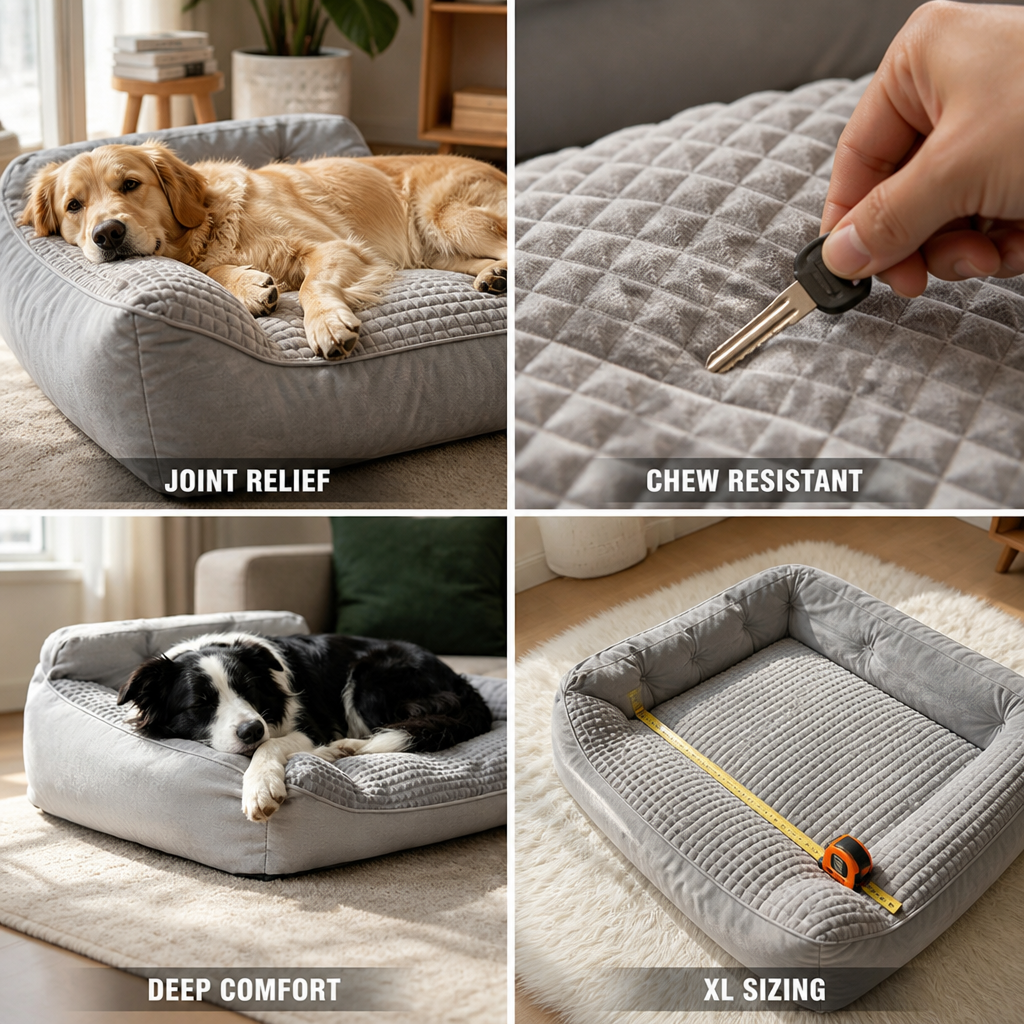 Orthopedic Memory Foam & Chew-Resistant Dog Bed (Egg-Crate Bolster)