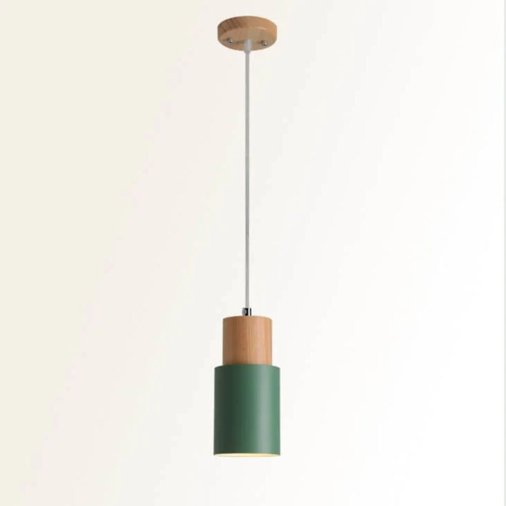 Industrial Style Pendant Light with Metal and Wood Elements