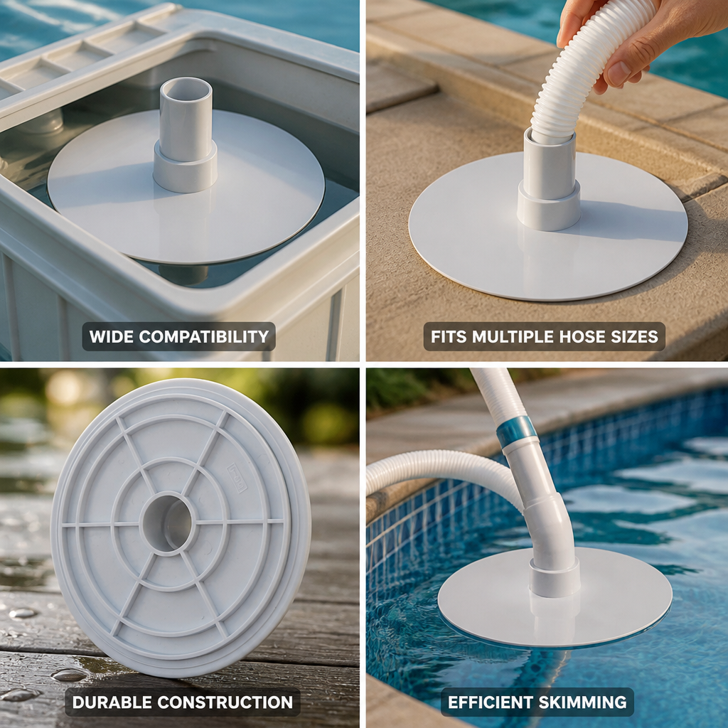 Universal Metal Pool Skimmer Vacuum Plate (Fits 1-1/2" & 1-1/4" Hoses)