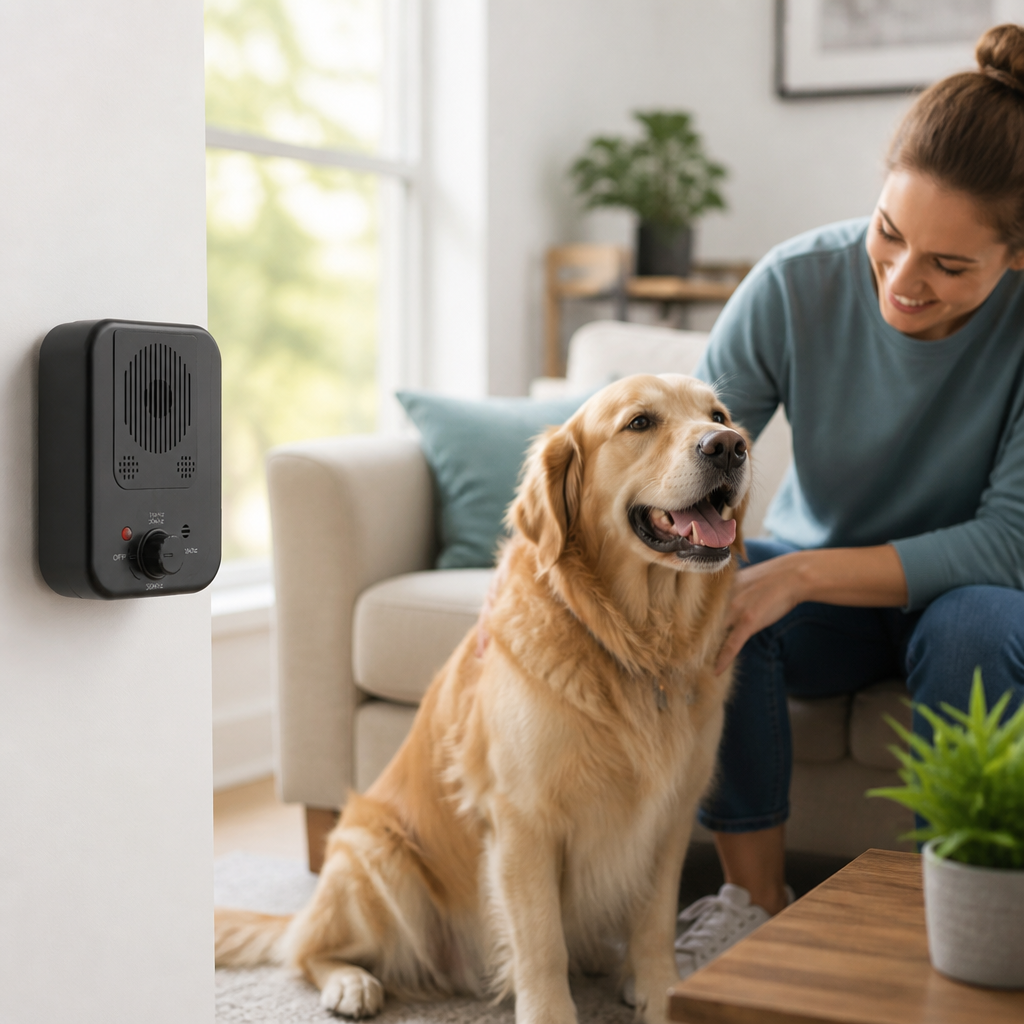 Weatherproof Ultrasonic & Vibration Bark Control Device (Adjustable Sensitivity)