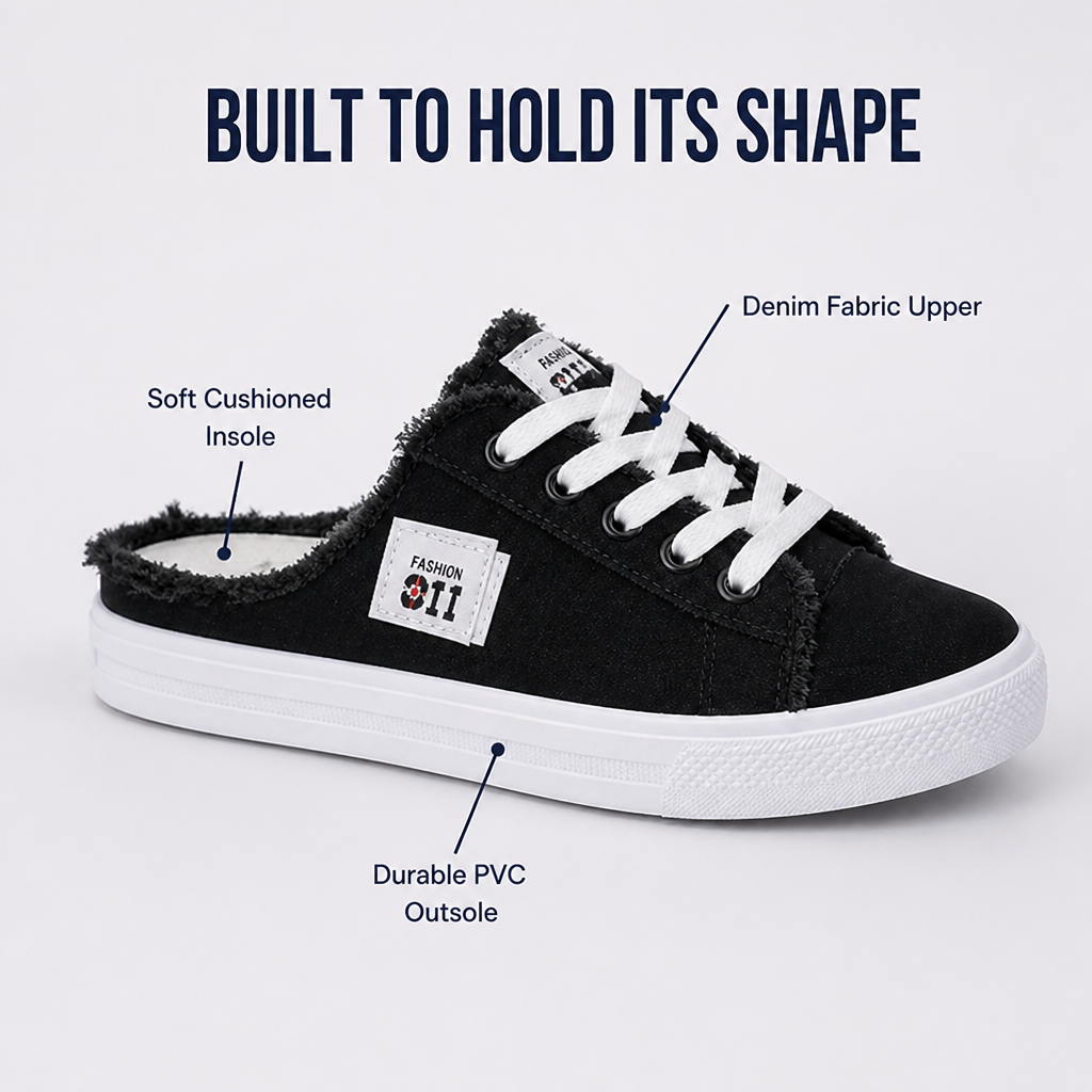 VivaStride™ Denim Mule Sneakers — Step Light, Look Fierce, Feel Unstoppable All Day